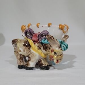 Vintage Italian Majolica Art Pottery Basket Planter